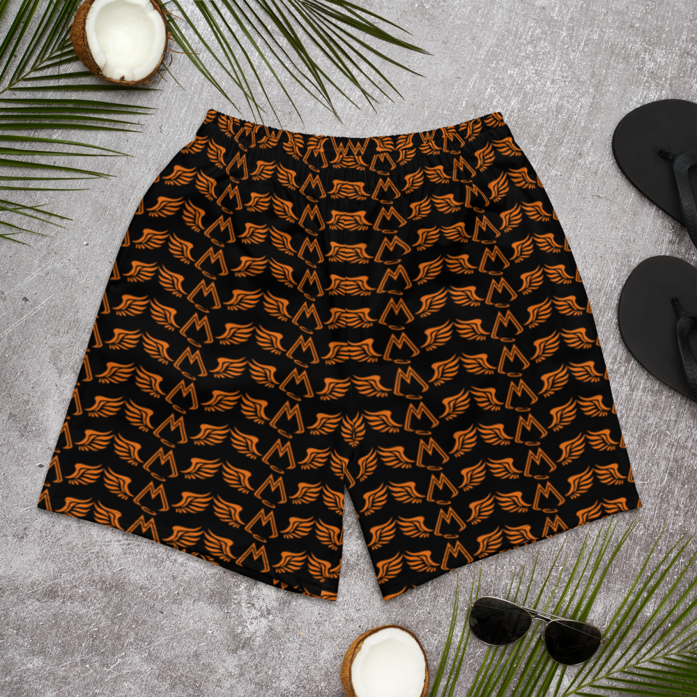 Black Athletic Long Shorts With Duplicated Orange MM Iconic Logo