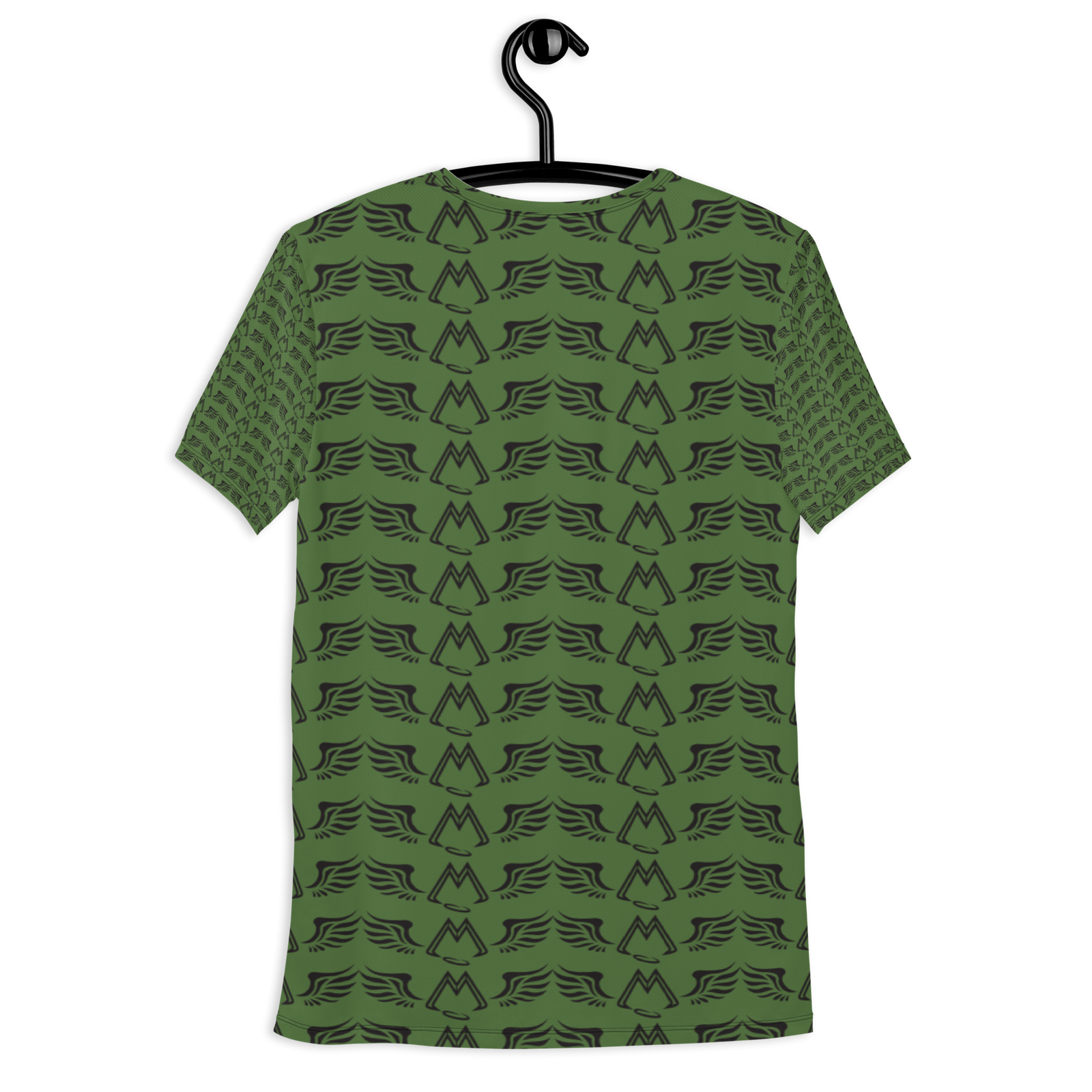 Army Green Men's Athletic T-shirt With Duplicated Black MM Iconic Logo