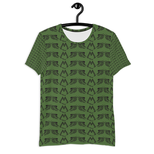 Army Green Men's Athletic T-shirt With Duplicated Black MM Iconic Logo