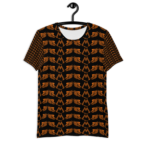 Black Men's Athletic T-shirt With Duplicated Orange MM Iconic Logo