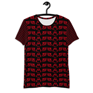 Black Men's Athletic T-shirt With Duplicated Red MM Iconic Logo