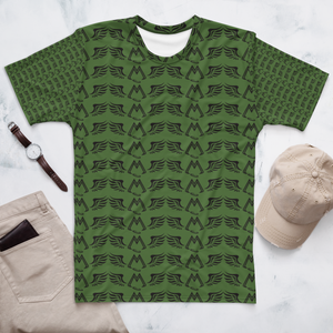 Army Green Men's T-Shirt With Duplicated Black MM Iconic Logo