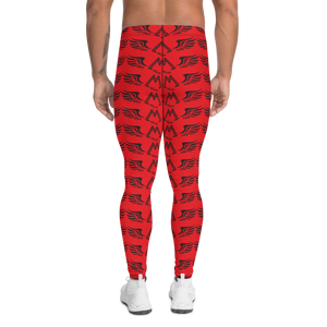 Red Men's Leggings With Duplicated Black MM Iconic Logo