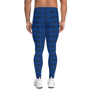 Blue Men's Leggings With Duplicated Black MM Iconic Logo