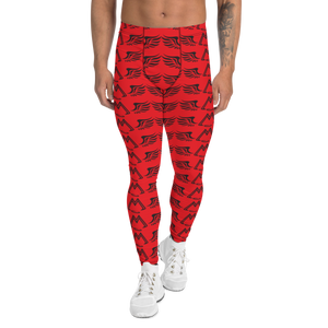 Red Men's Leggings With Duplicated Black MM Iconic Logo