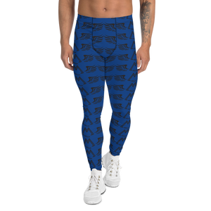 Blue Men's Leggings With Duplicated Black MM Iconic Logo