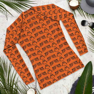 Orange Men's Rash Guard With Duplicated Black MM Iconic Logo