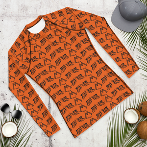 Orange Men's Rash Guard With Duplicated Black MM Iconic Logo