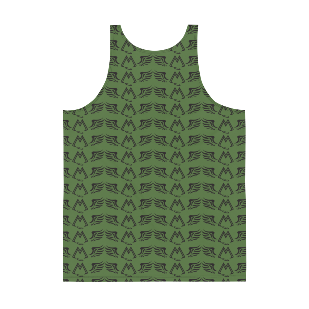 Army Green Tank Top With Duplicated Black MM Iconic Logo