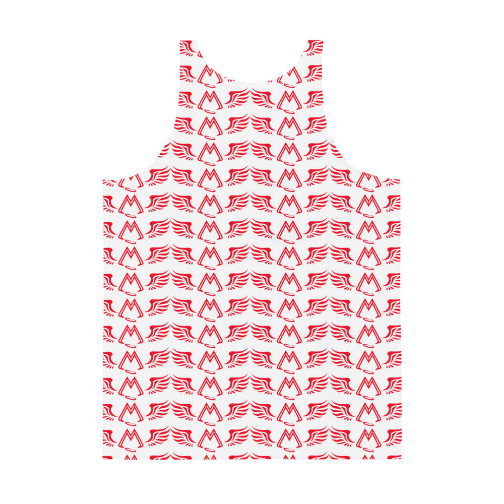White Tank Top With Duplicated Red MM Iconic Logo