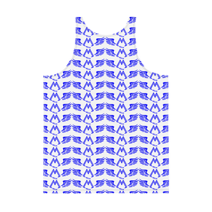 White Tank Top With Duplicated Blue MM Iconic Logo