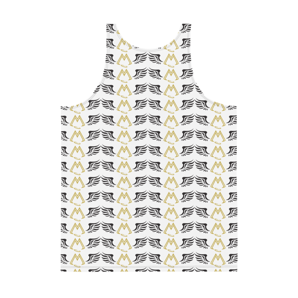 White Tank Top With Duplicated Gold-Black MM Iconic Logo