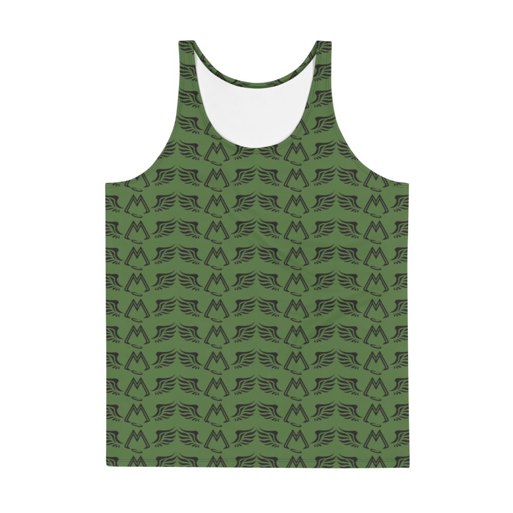 Army Green Tank Top With Duplicated Black MM Iconic Logo