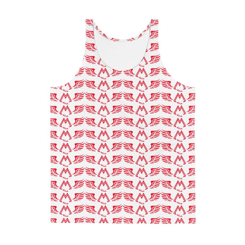 White Tank Top With Duplicated Red MM Iconic Logo