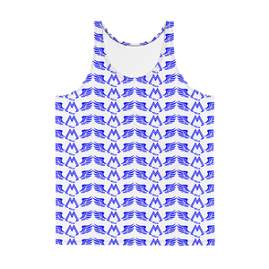 White Tank Top With Duplicated Blue MM Iconic Logo