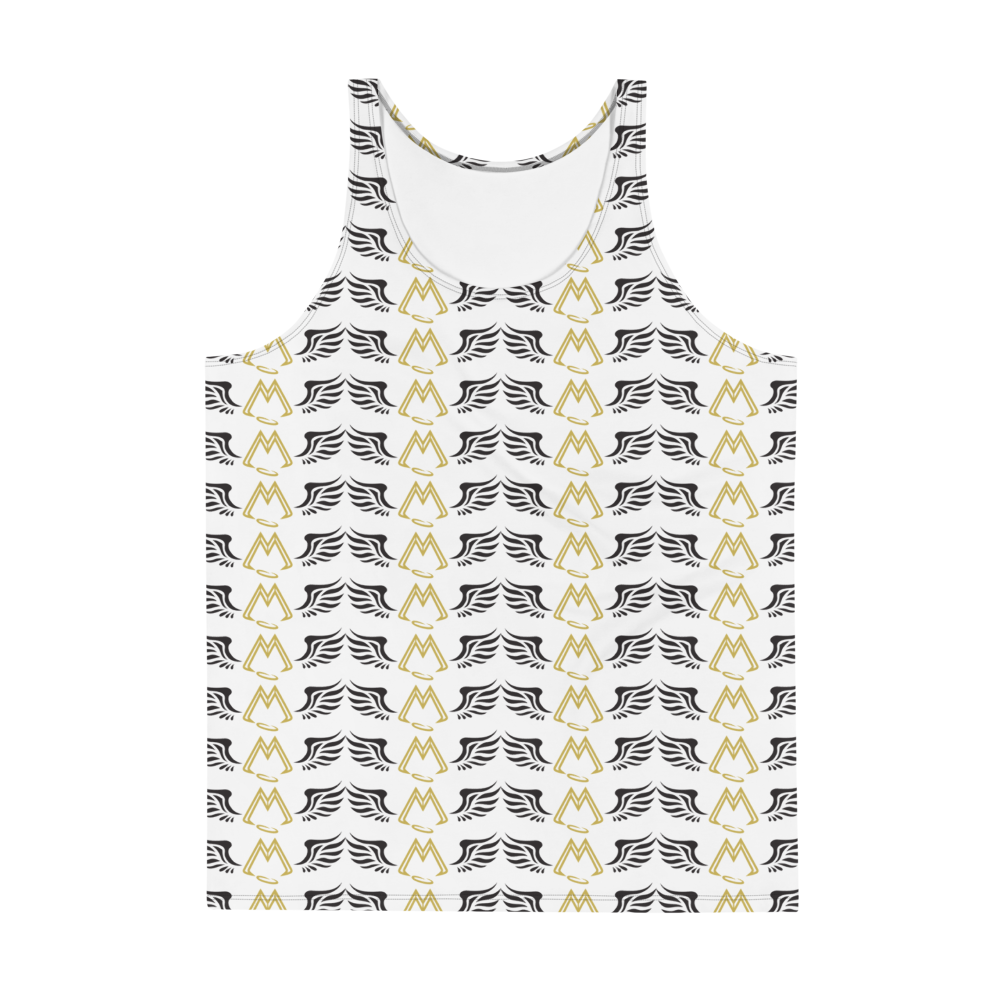 White Tank Top With Duplicated Gold-Black MM Iconic Logo