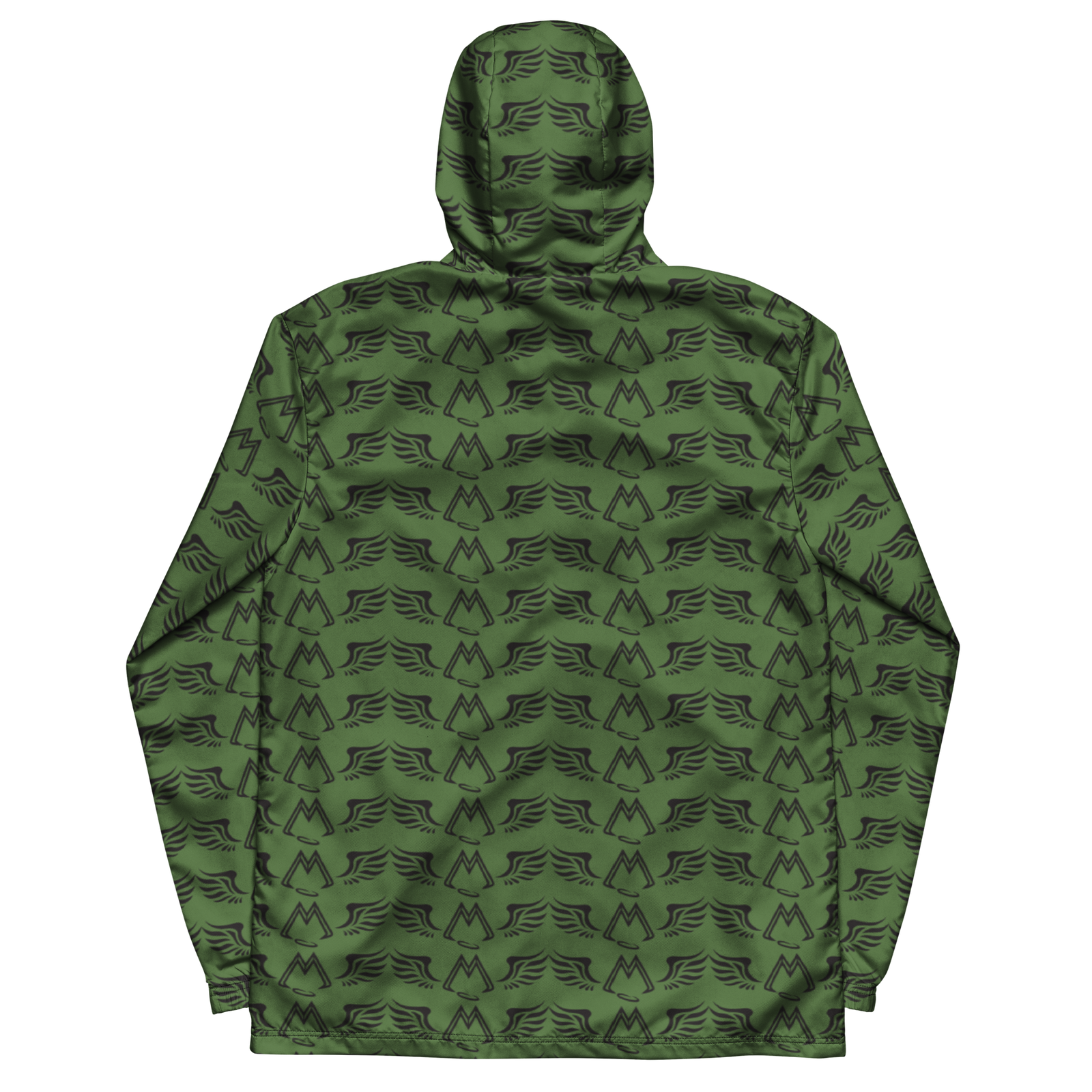 Army Green Windbreaker With Duplicated Black MM Iconic Logo