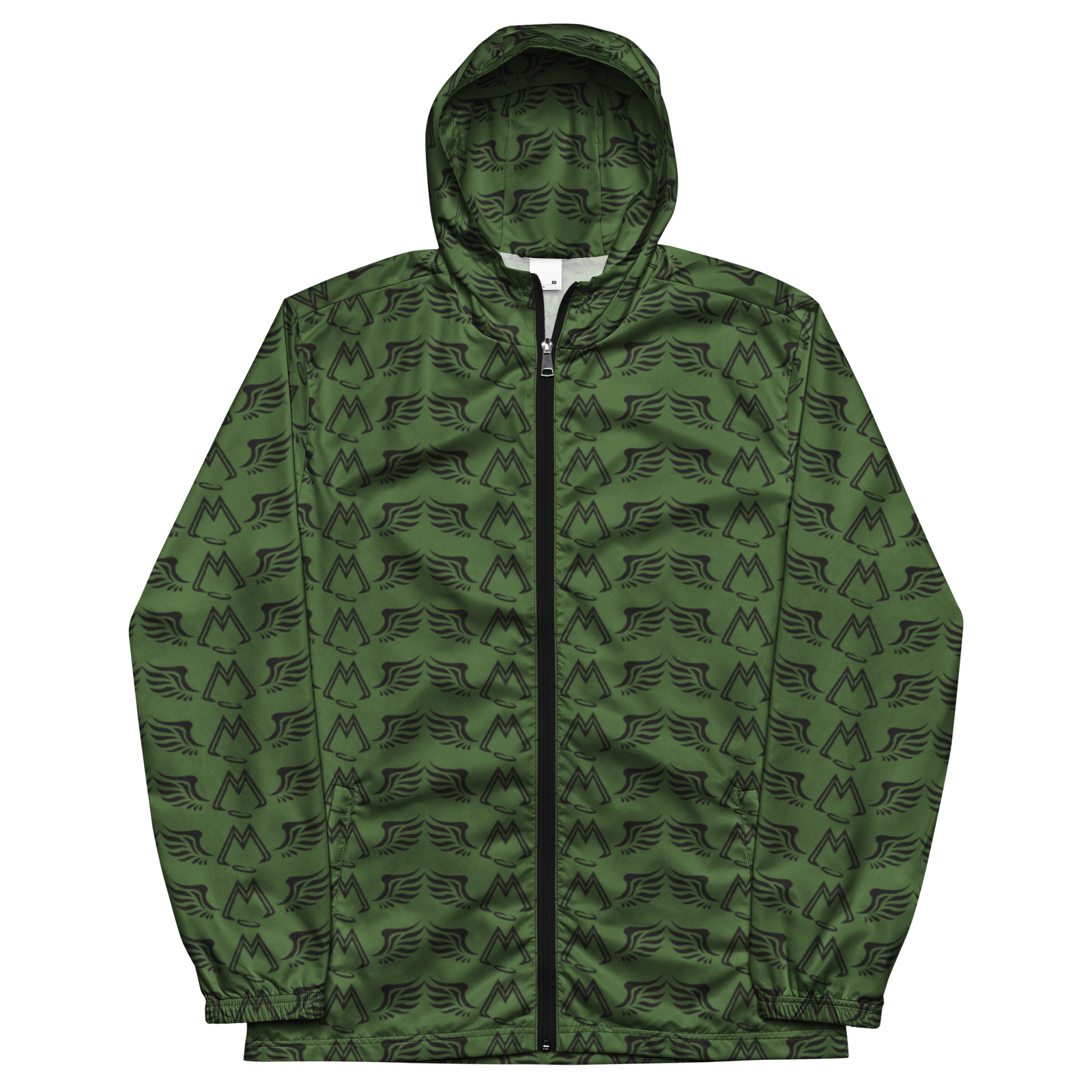 Army Green Windbreaker With Duplicated Black MM Iconic Logo