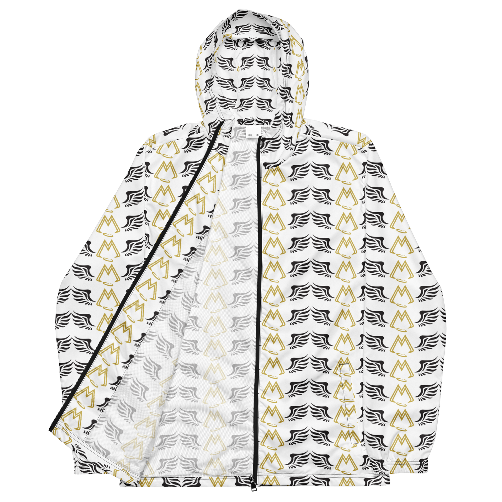White Windbreaker With Duplicated Gold-Black MM Iconic Logo