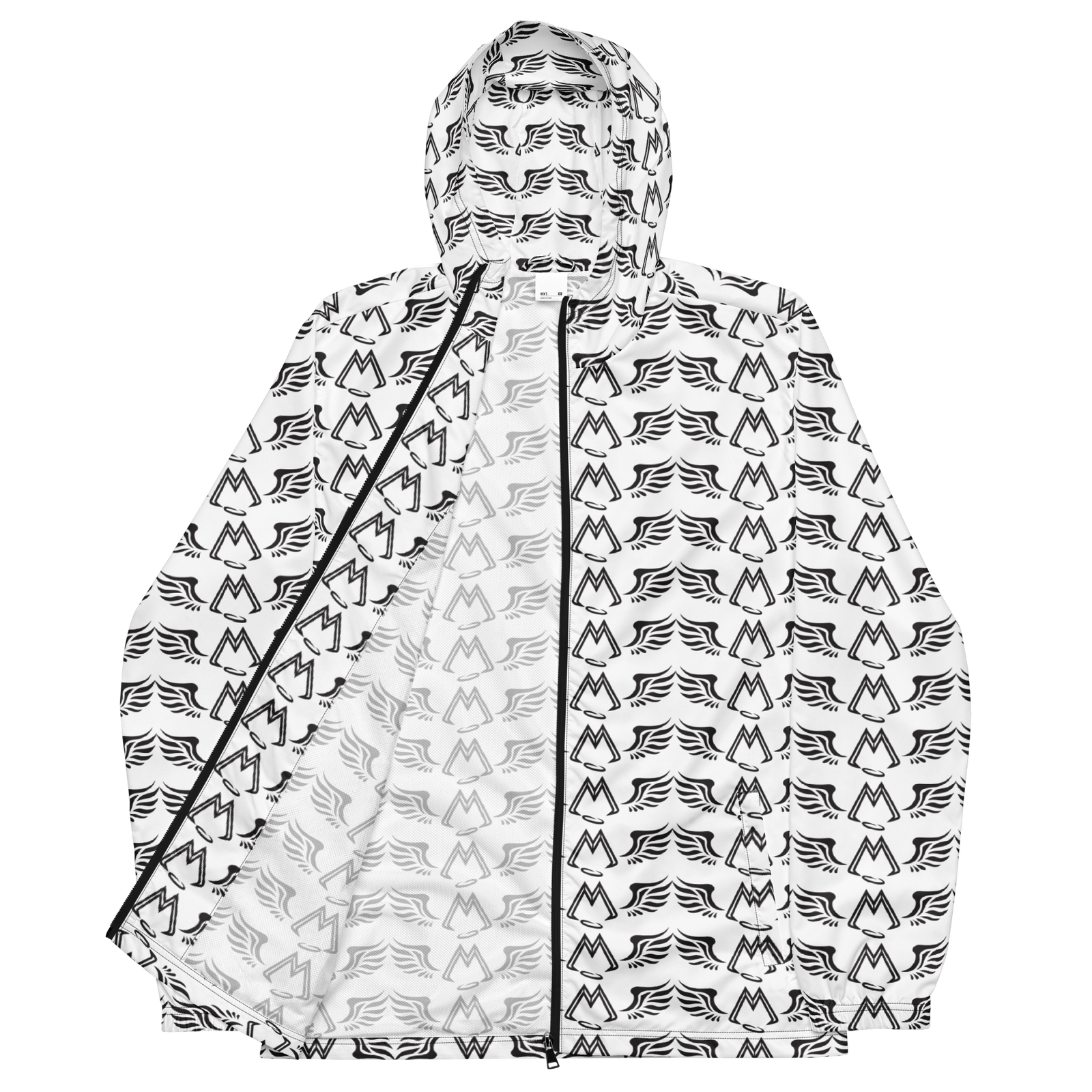 White Windbreaker With Duplicated Black MM Iconic Logo