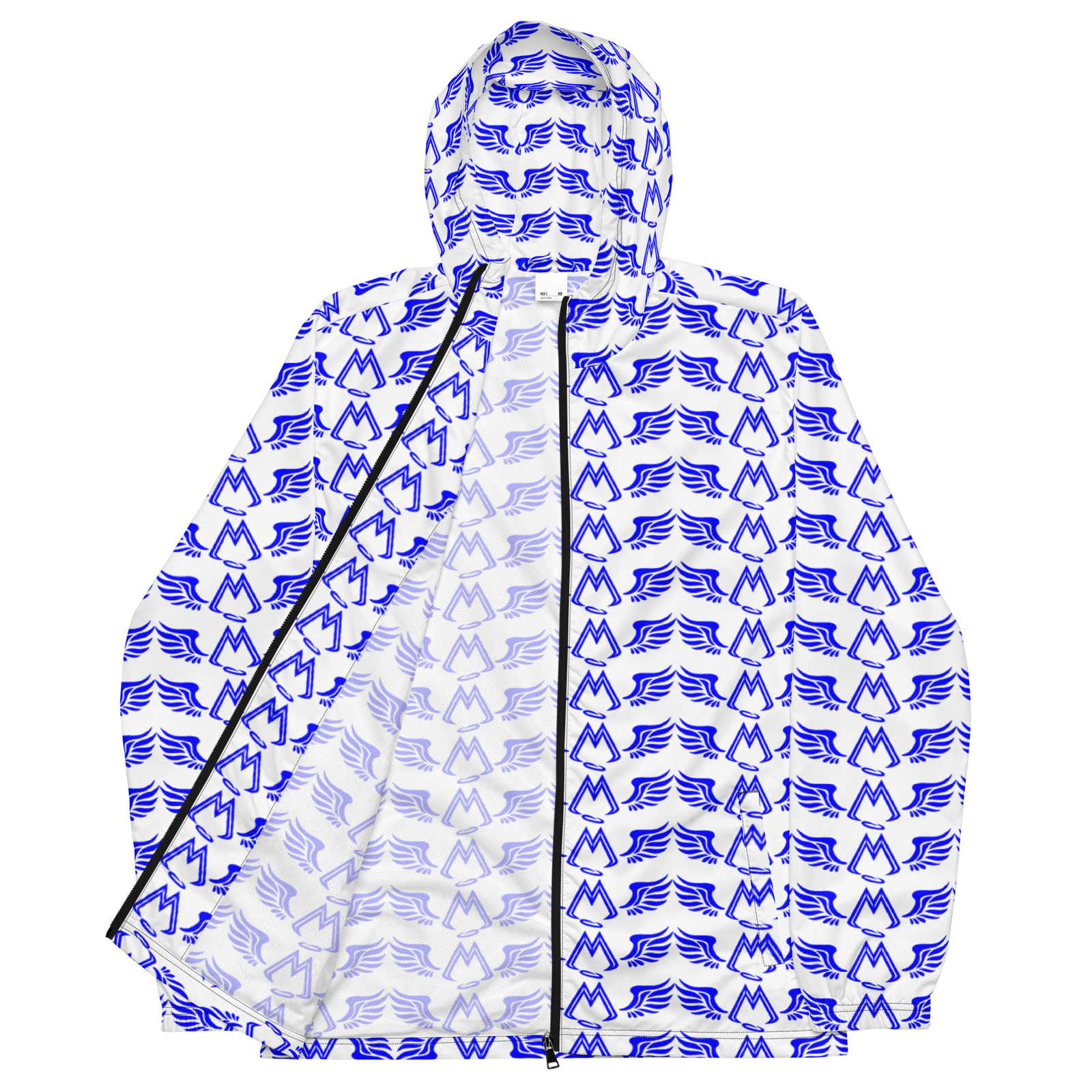 White Windbreaker With Duplicated Blue MM Iconic Logo