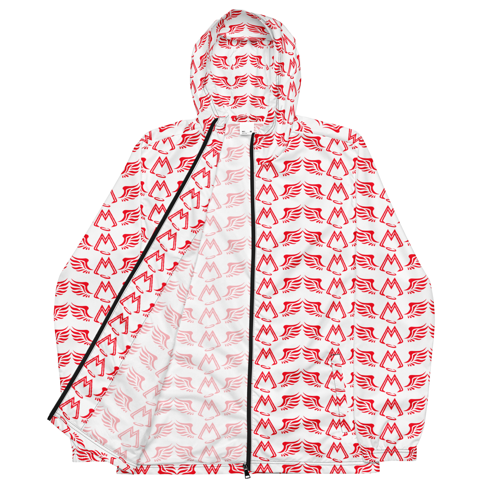 White Windbreaker With Duplicated Red MM Iconic Logo