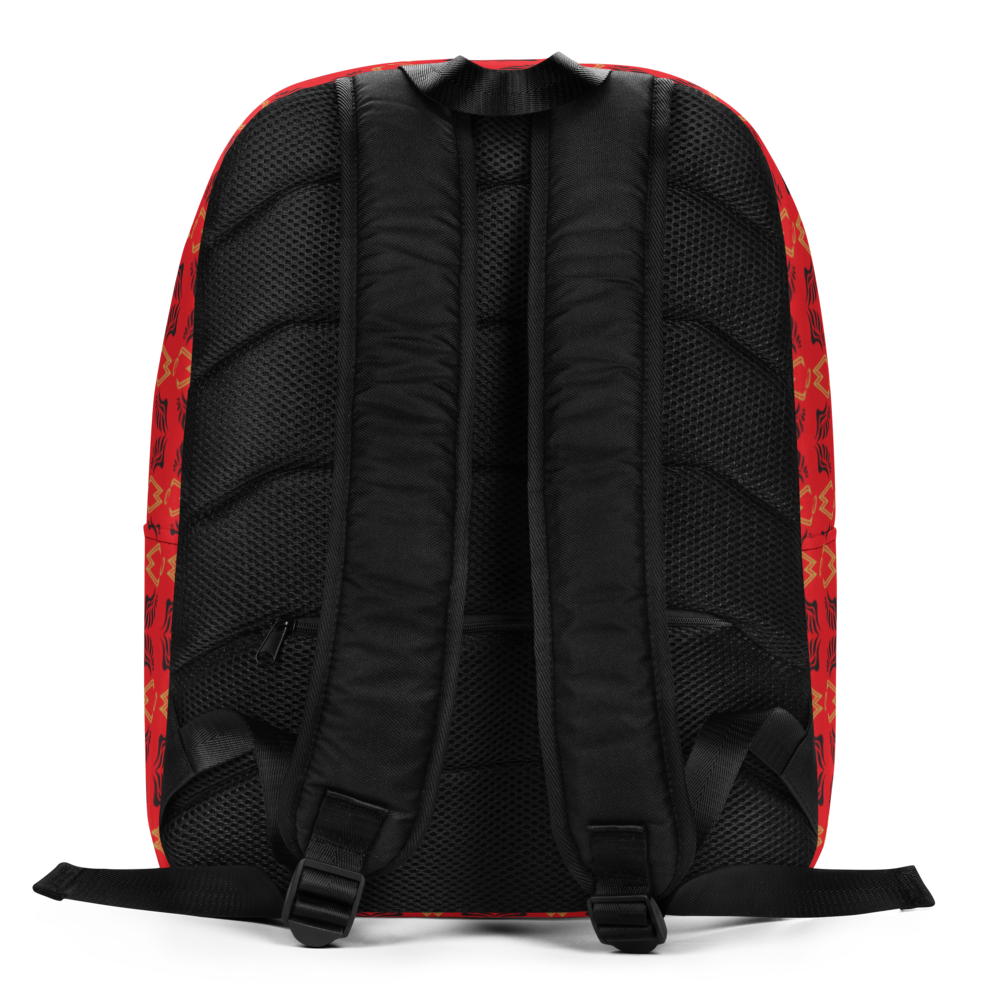 Red Minimalist Backpack With Duplicated Gold-Black MM Iconic Logo