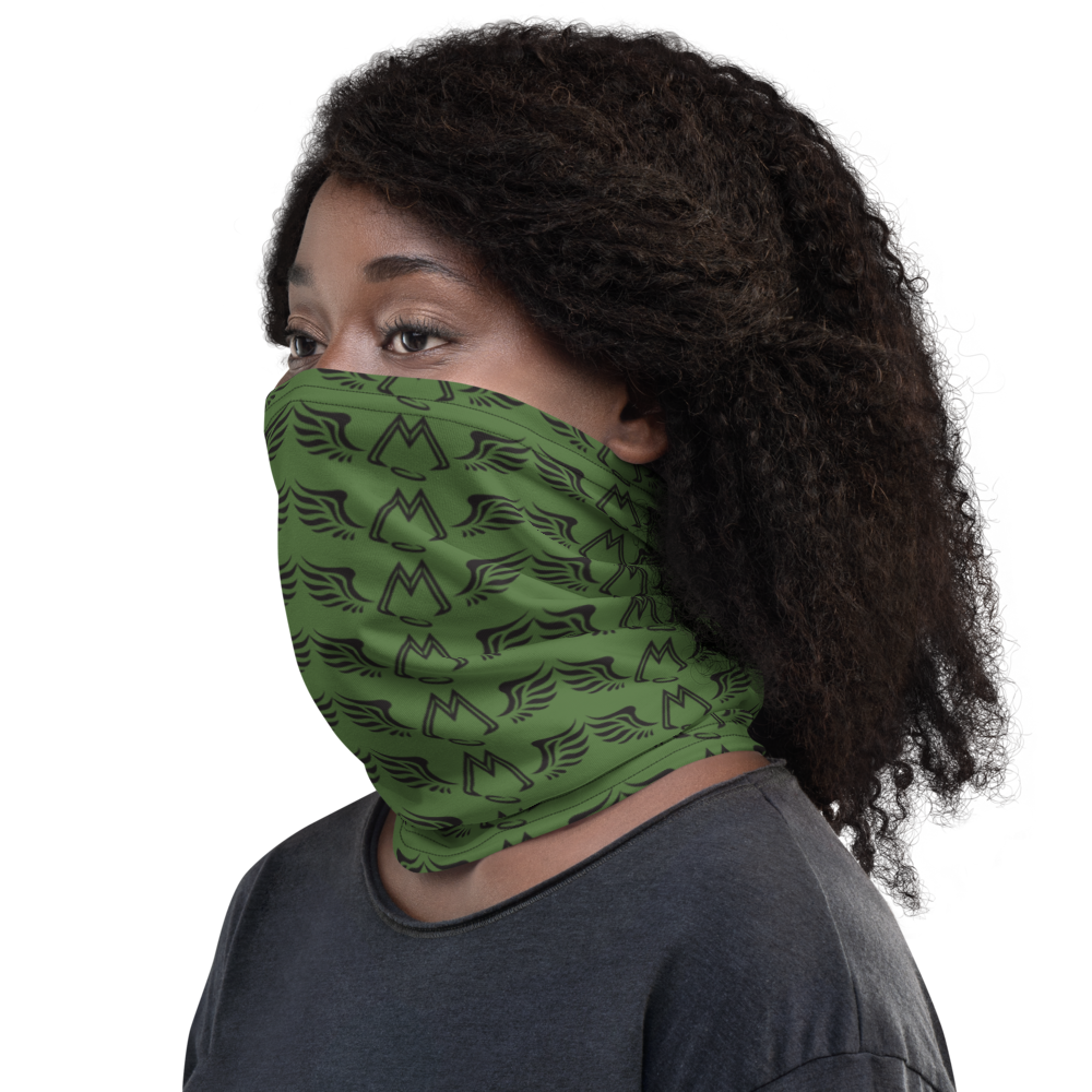 Army Green Neck Gaiter With Duplicated Black MM Iconic Logo
