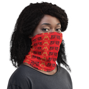 Red Neck Gaiter With Duplicated Gold-Black MM Iconic Logo