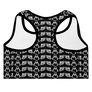 Black Padded Sports Bra With Duplicated White MM Iconic Logo