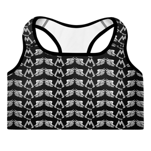 Black Padded Sports Bra With Duplicated White MM Iconic Logo