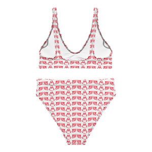 White Recycled High-Waisted Bikini With Duplicated Red MM Iconic Logo