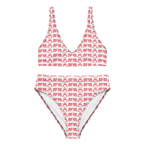 White Recycled High-Waisted Bikini With Duplicated Red MM Iconic Logo