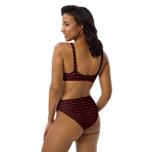 Black Recycled High-Waisted Bikini With Duplicated Red MM Iconic Logo