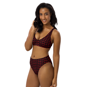 Black Recycled High-Waisted Bikini With Duplicated Red MM Iconic Logo