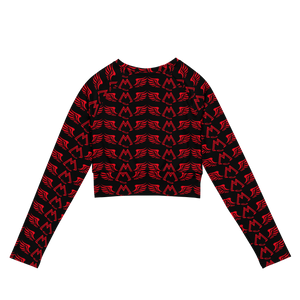 Black Recycled Long-Sleeve Crop Top With Duplicated Red MM Iconic Logo