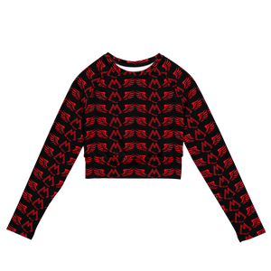 Black Recycled Long-Sleeve Crop Top With Duplicated Red MM Iconic Logo