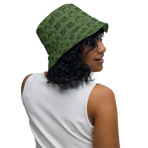 Army Green Reversible Bucket Hat With Duplicated Black MM Iconic Logo