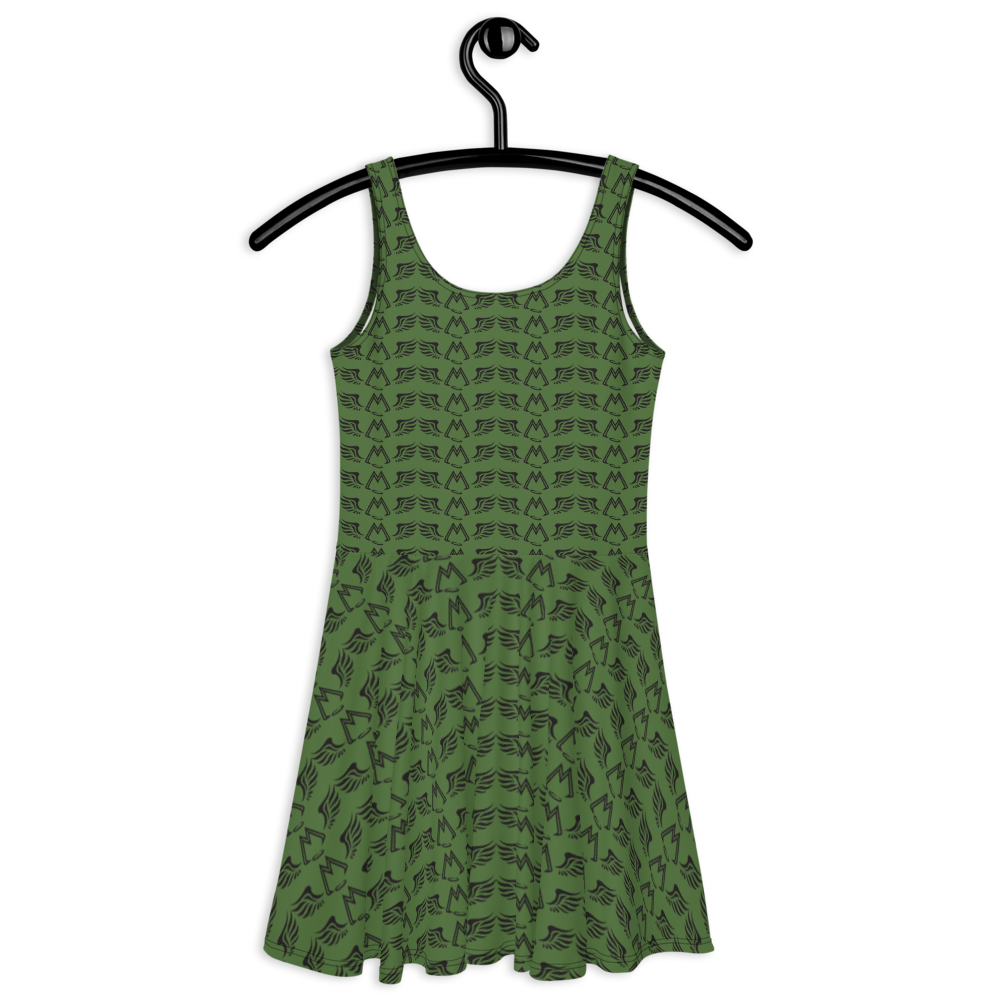 Army Green Skater Dress With Duplicated Black MM Iconic Logo