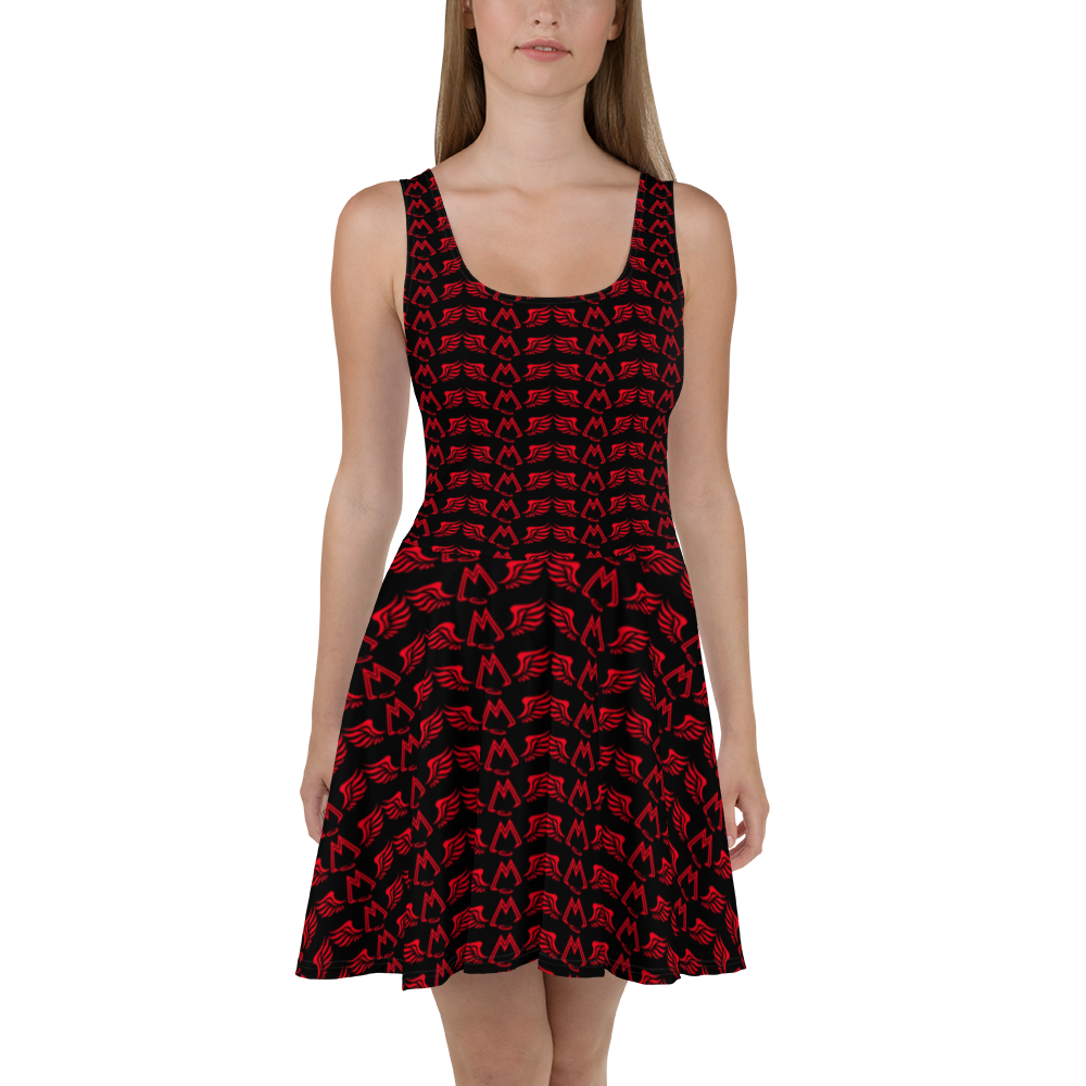 Black Skater Dress With Duplicated Red MM Iconic Logo