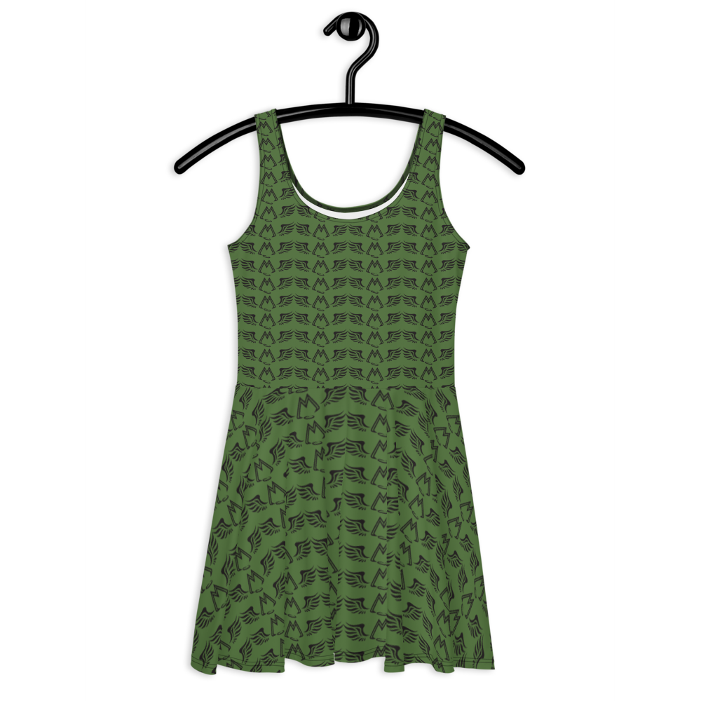 Army Green Skater Dress With Duplicated Black MM Iconic Logo