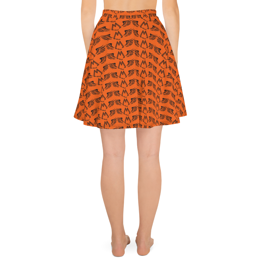 Orange Skater Skirt With Duplicated Black MM Iconic Logo