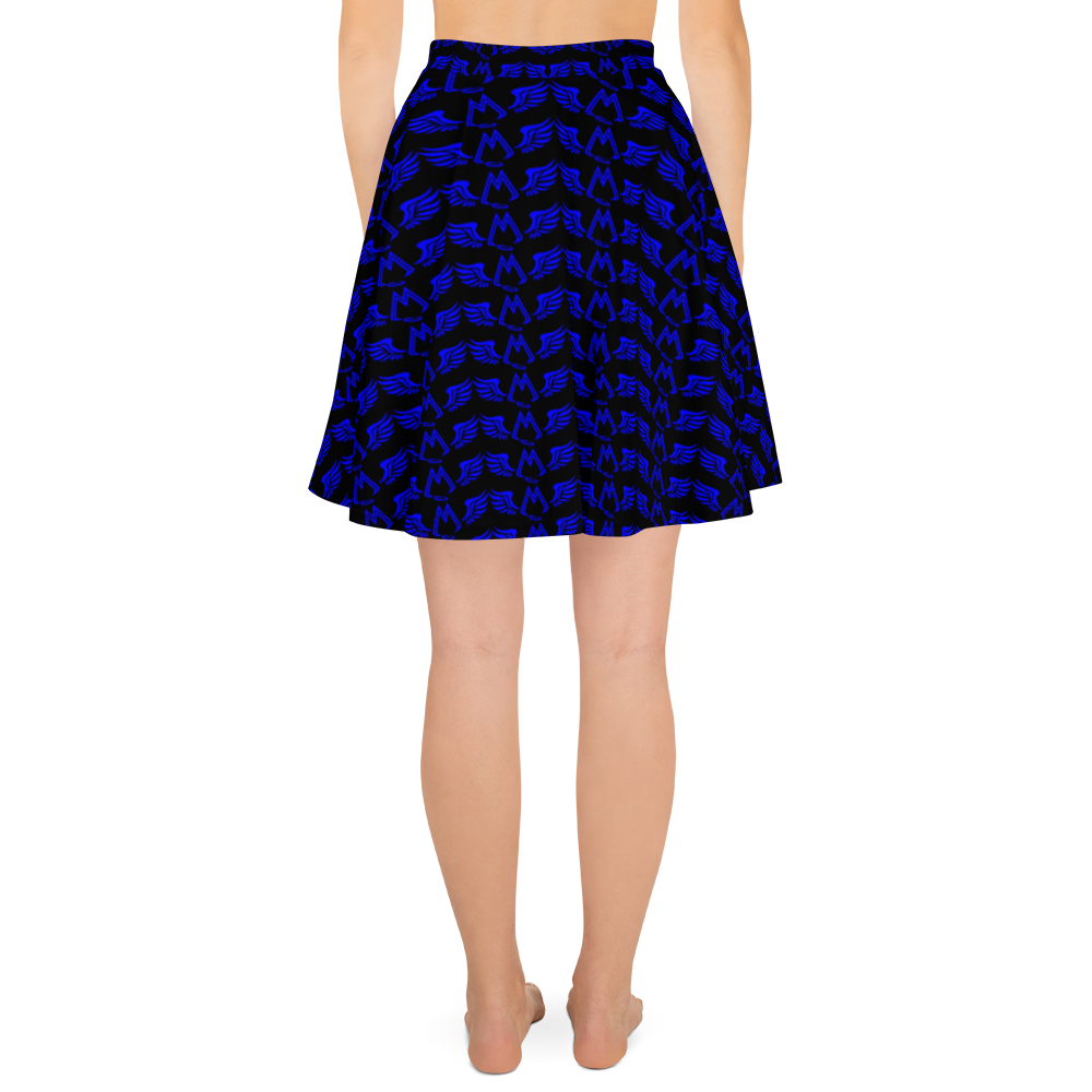 Black Skater Skirt With Duplicated Blue MM Iconic Logo
