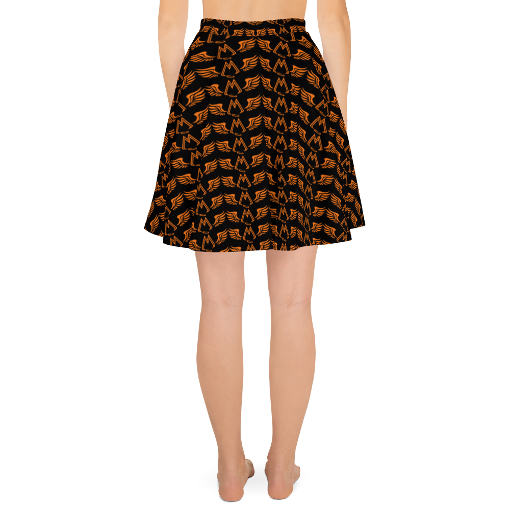 Black Skater Skirt With Duplicated Orange MM Iconic Logo