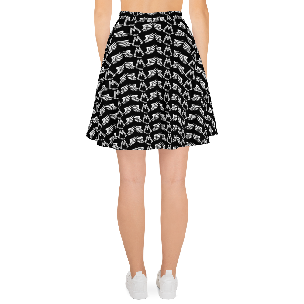 Black Skater Skirt With Duplicated White MM Iconic Logo