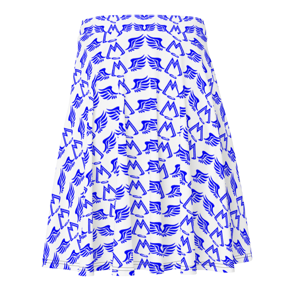 White Skater Skirt With Duplicated Blue MM Iconic Logo