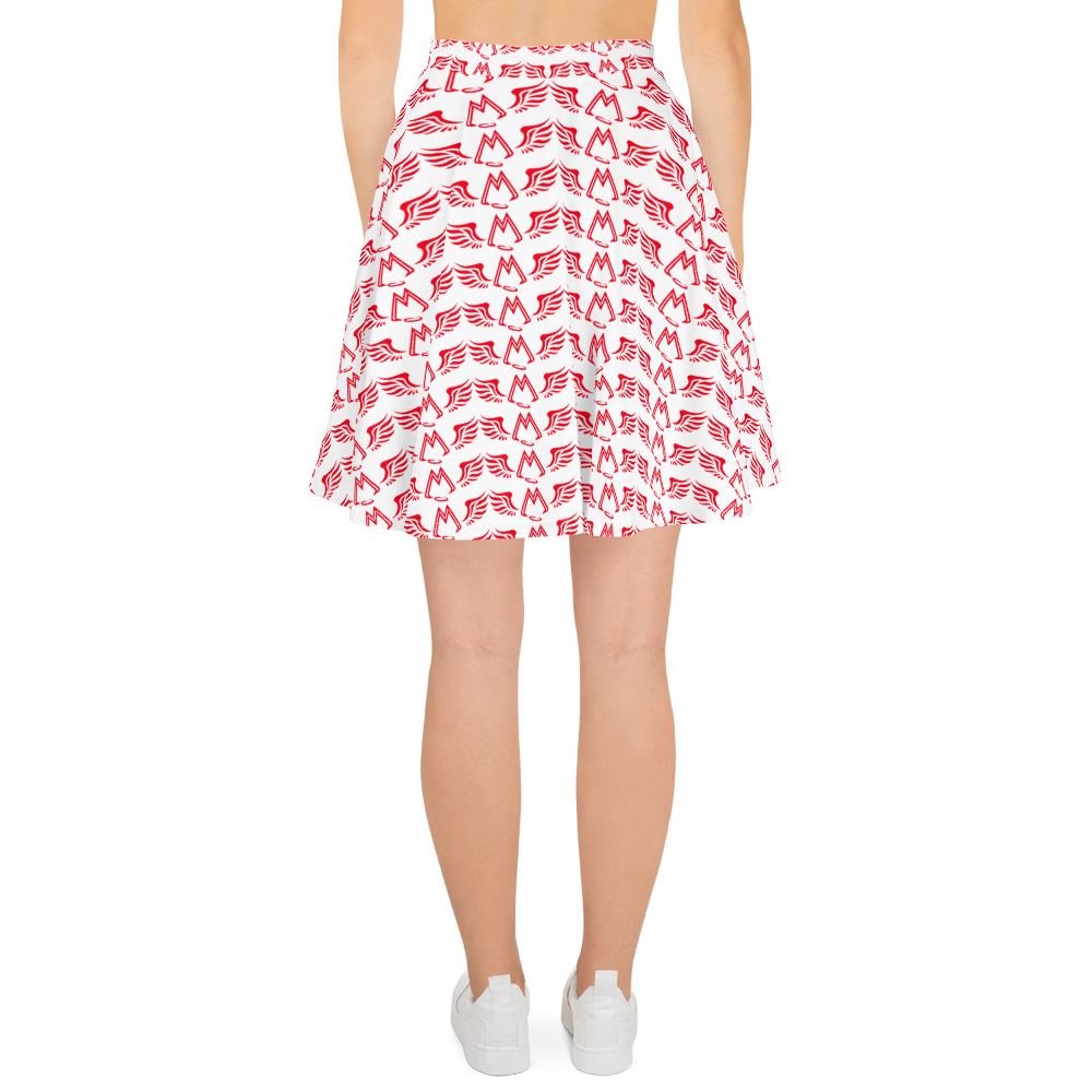 White Skater Skirt With Duplicated Red MM Iconic Logo