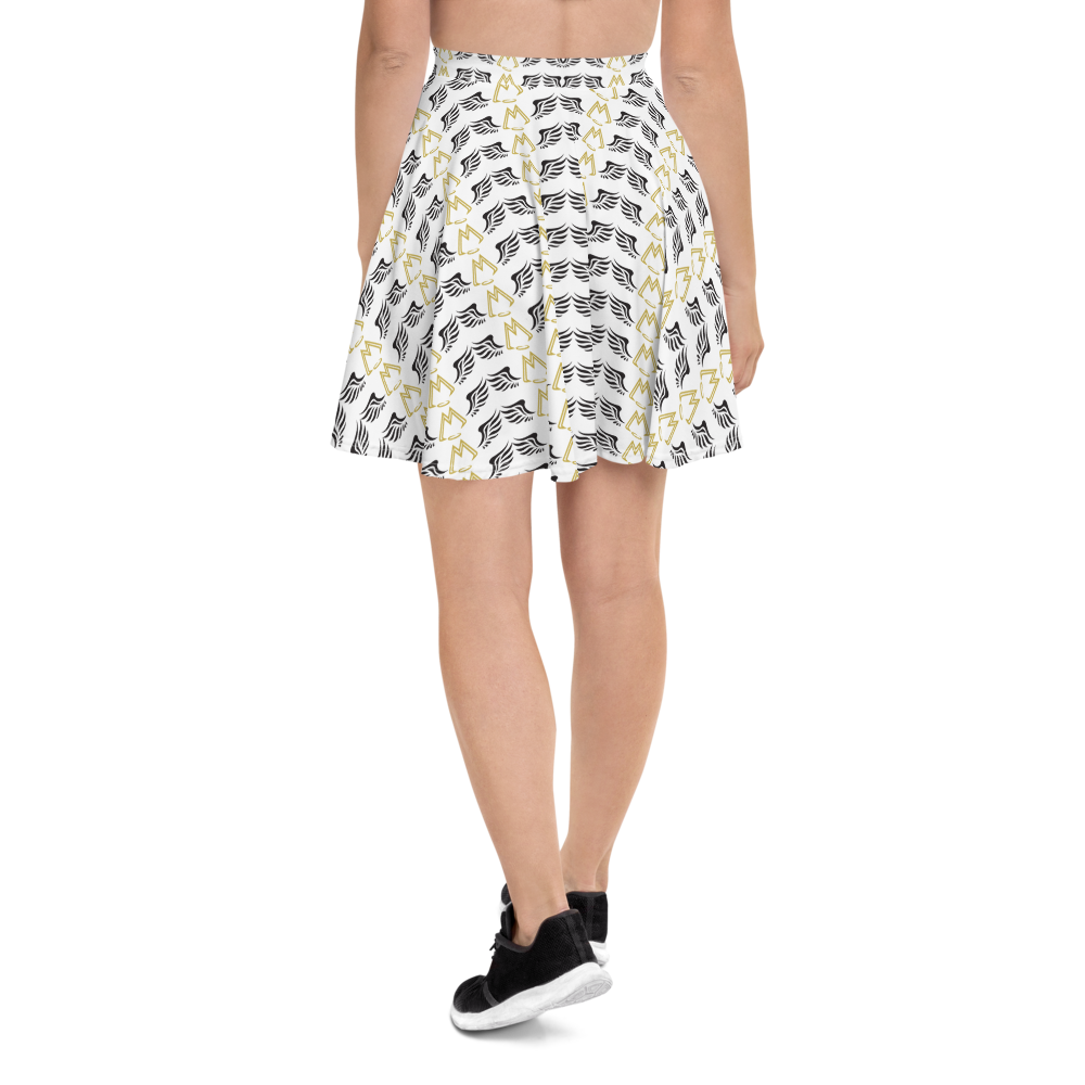 White Skater Skirt With Duplicated Gold-Black MM Iconic Logo