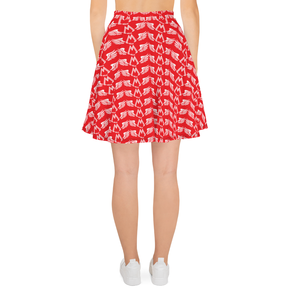 Red Skater Skirt With Duplicated White MM Iconic Logo