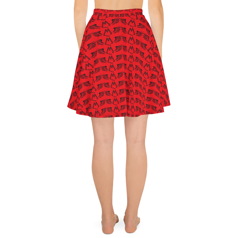Red Skater Skirt With Duplicated Black MM Iconic Logo